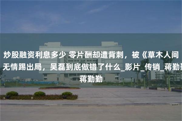 炒股融资利息多少 零片酬却遭背刺，被《草木人间》无情踢出局，吴磊到底做错了什么_影片_传销_蒋勤勤